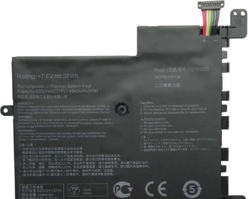 0B200-02500000, 2ICP4/59/134 ersatz Laptop Akku fuer Asus E203MA, E203MA-0021B, 7,6V, 38wh, 2 zellen